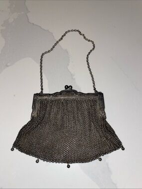 Vintage German Silver Mesh Art Deco Flapper 20s chain purse